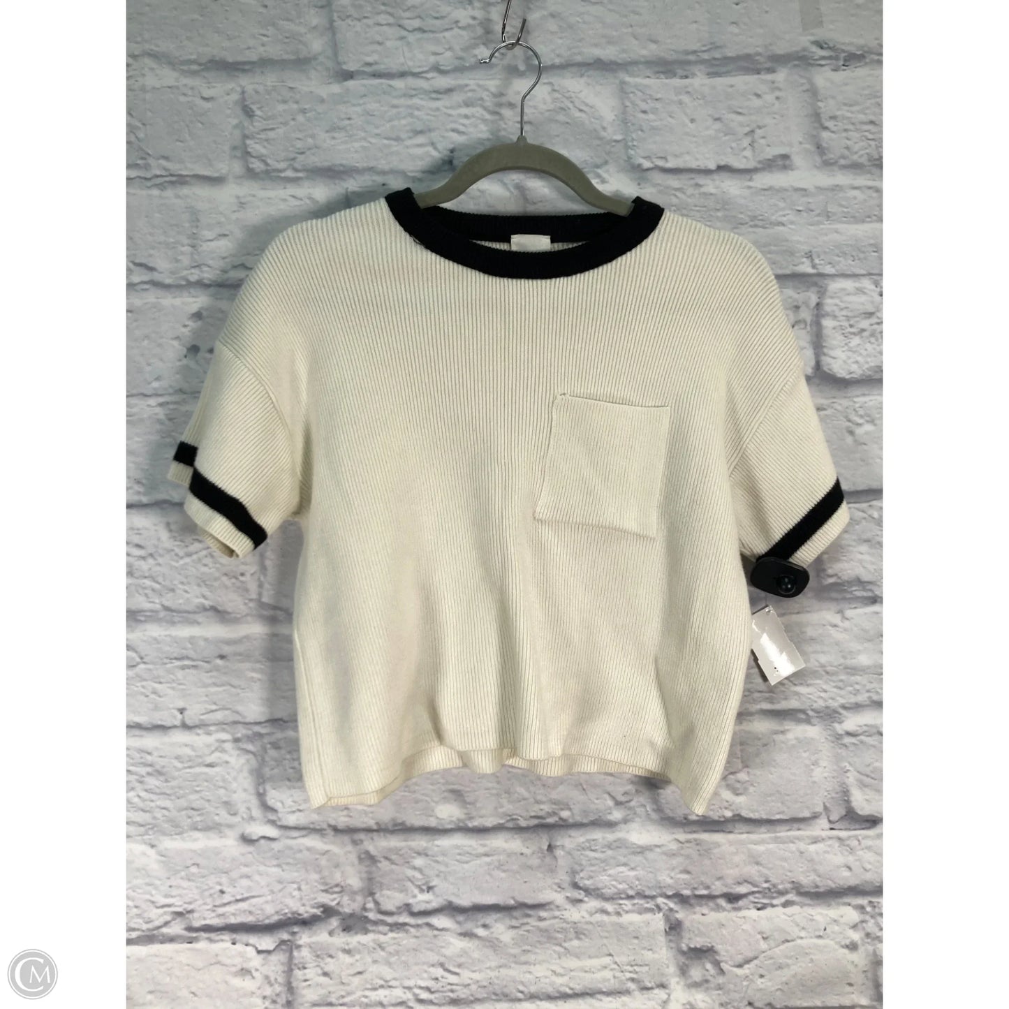 Sweater Short Sleeve By Maeve In Black & White, Size: Xxs
