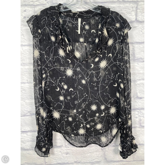 Blouse Long Sleeve By Anthropologie In Black & Cream, Size: S
