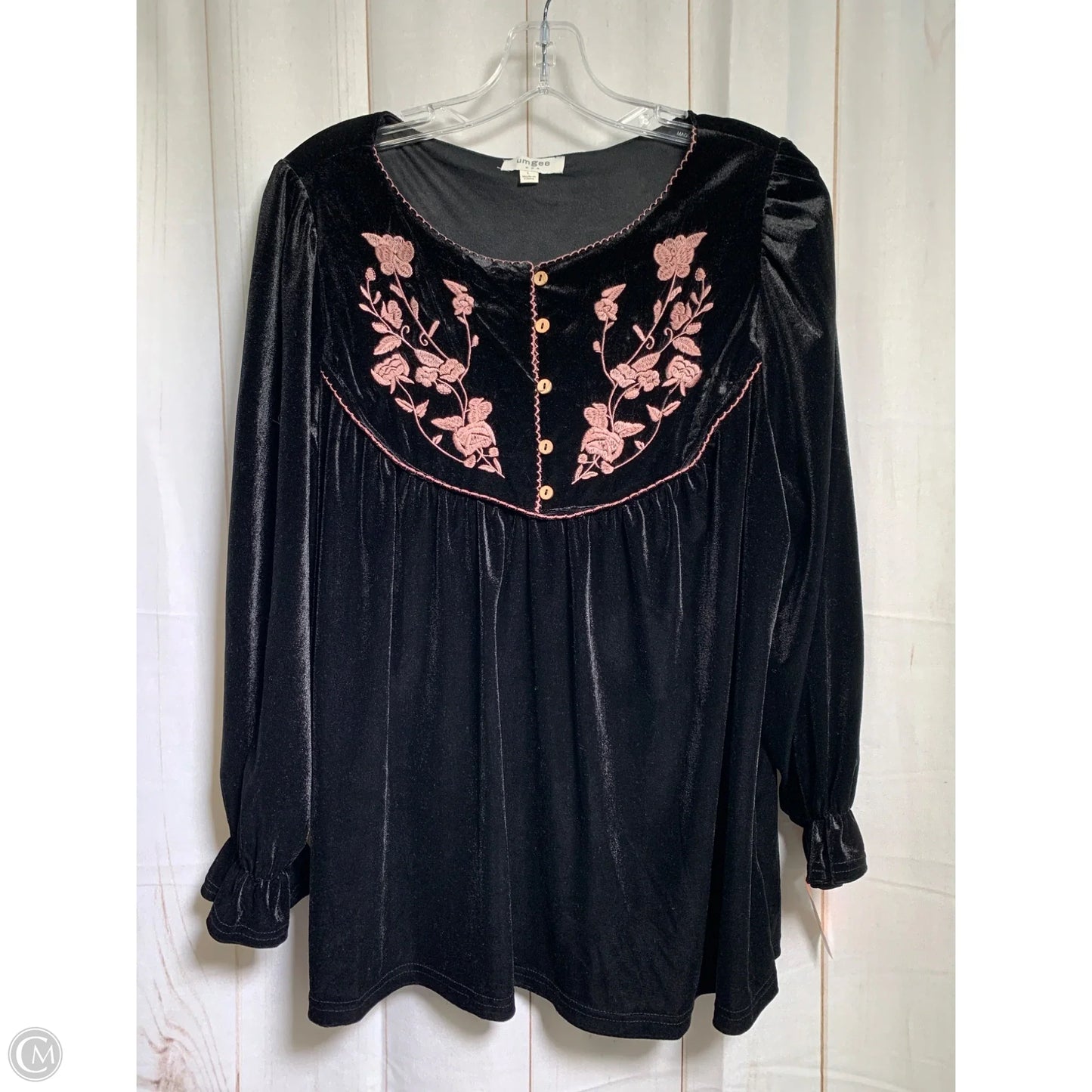 Top Long Sleeve By Umgee In Black & Pink, Size: L