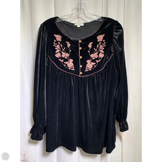Top Long Sleeve By Umgee In Black & Pink, Size: L