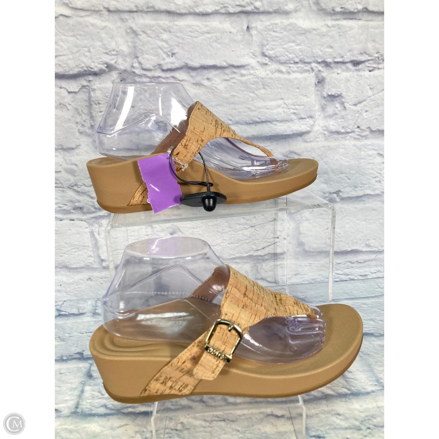 Sandals Heels Wedge By Aetrex In Beige, Size: 10