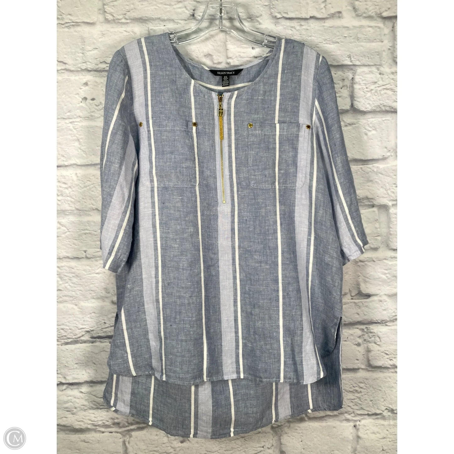 Tunic 3/4 Sleeve By Ellen Tracy In Blue, Size: M