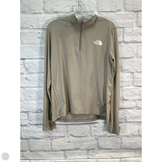 Athletic Top Long Sleeve Collar By The North Face In Beige, Size: L