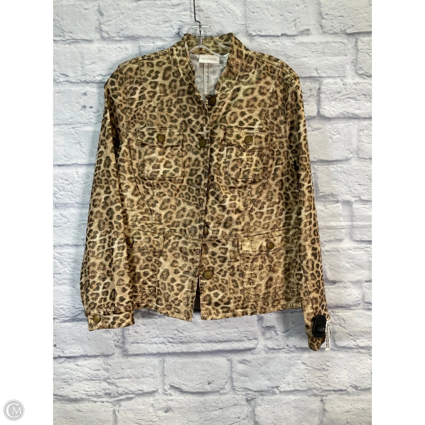 Jacket Denim By Chicos In Animal Print, Size: M
