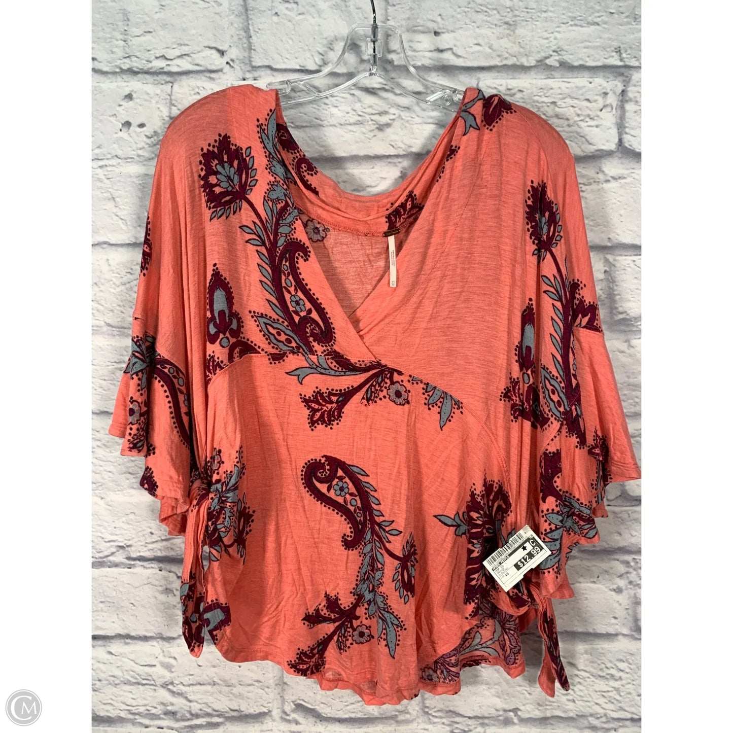 Top Short Sleeve By Free People In Orange, Size: Xs