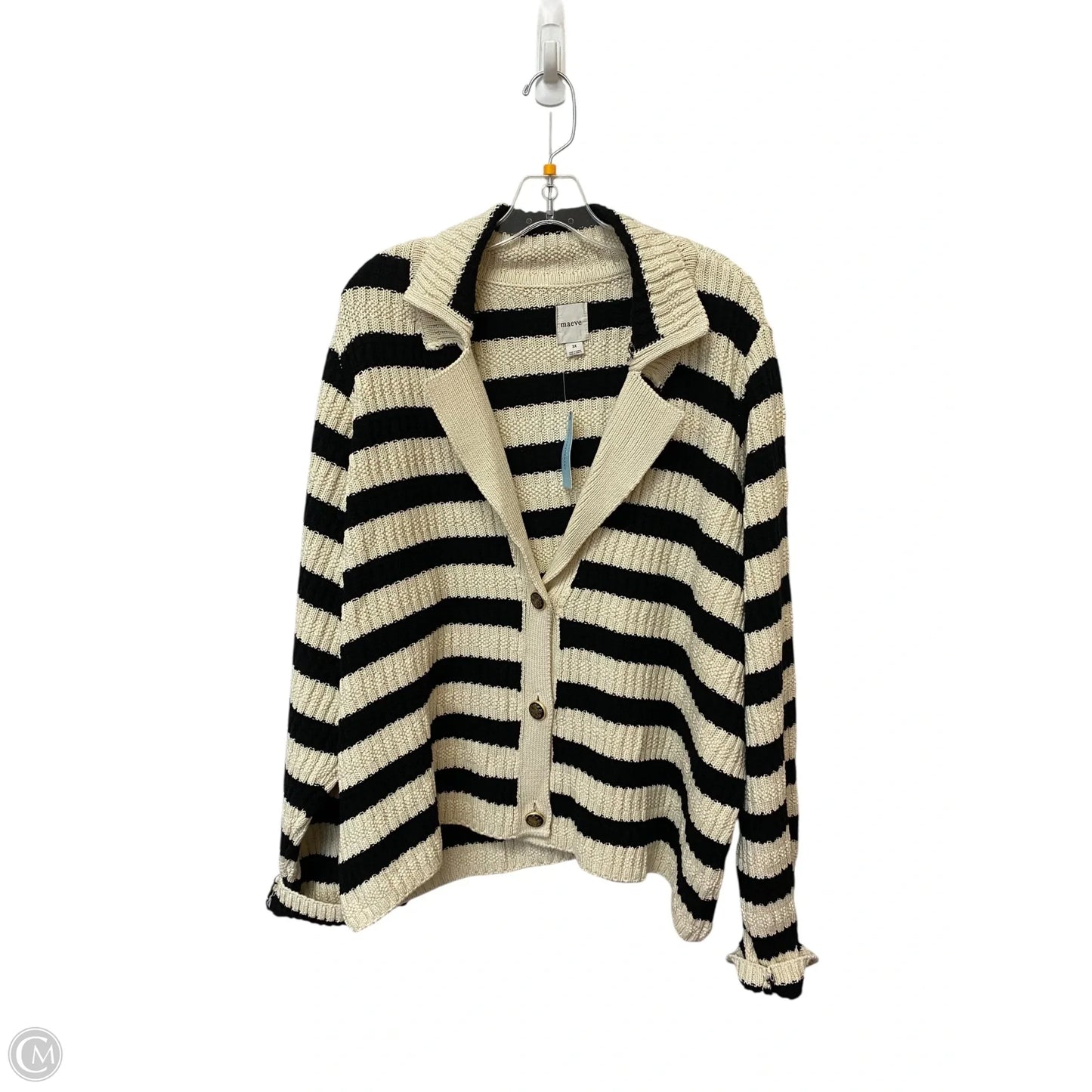 Sweater Cardigan By Maeve In Black & Cream, Size: 3x