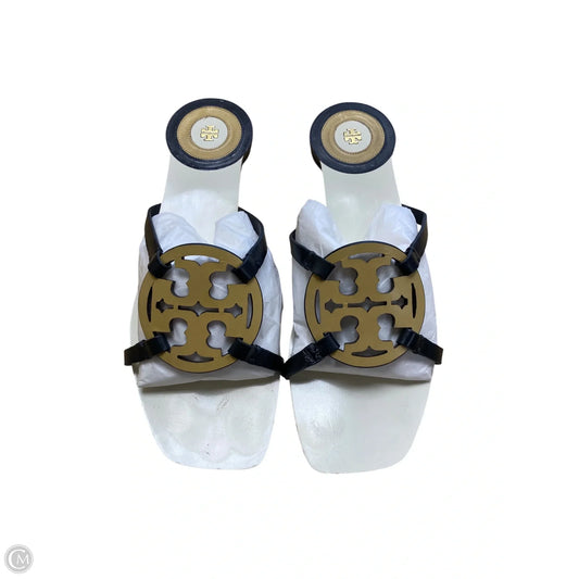 Sandals Designer By Tory Burch In Black & Cream, Size: 9