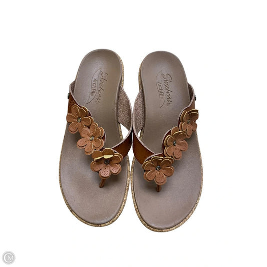 Sandals Heels Wedge By Skechers In Brown, Size: 6