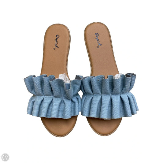 Sandals Flats By Qupid In Blue, Size: 8