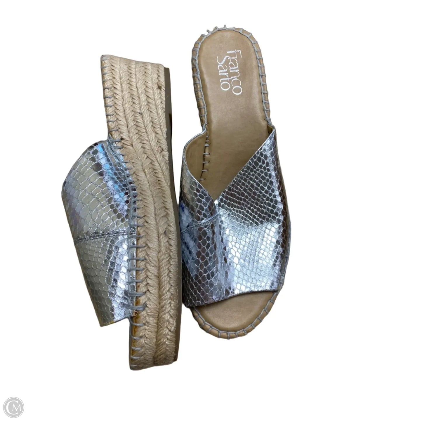 Sandals Heels Wedge By Franco Sarto In Silver, Size: 8