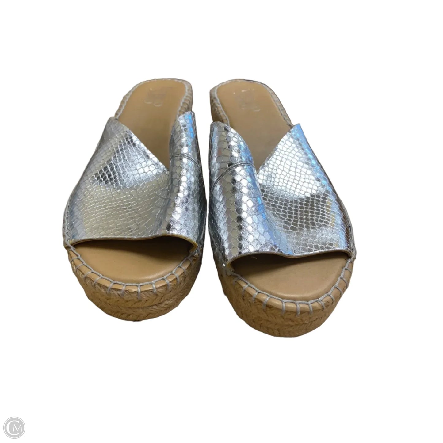 Sandals Heels Wedge By Franco Sarto In Silver, Size: 8