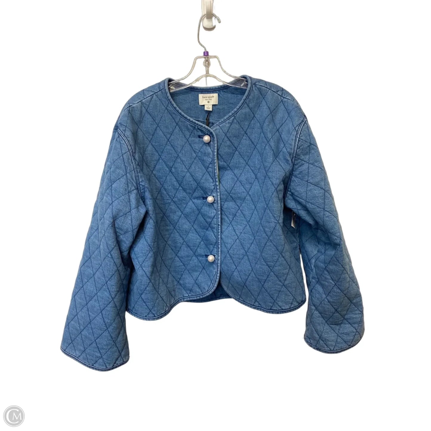 Jacket Designer By Kate Spade In Blue, Size: L