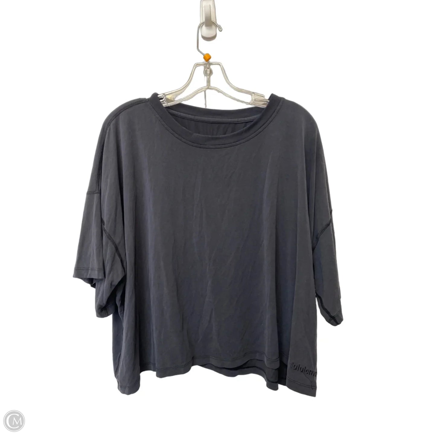 Athletic Top Short Sleeve By Lululemon In Grey, Size: L