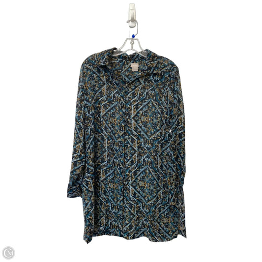 Tunic Long Sleeve By Chicos In Black & Green, Size: M