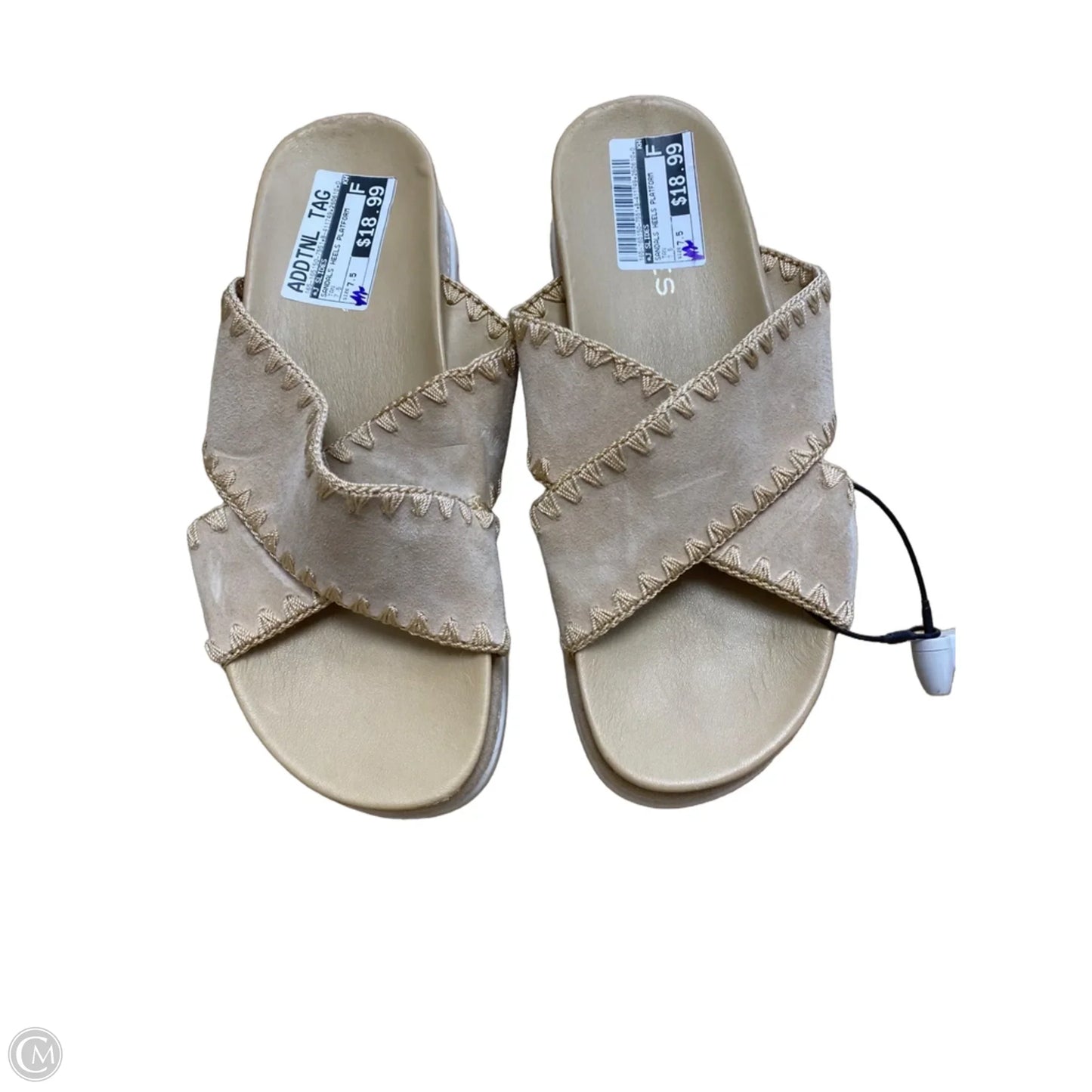 Sandals Heels Platform By J Slides In Tan, Size: 7.5