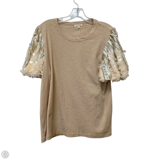 Top Short Sleeve By Jodifl In Tan, Size: L