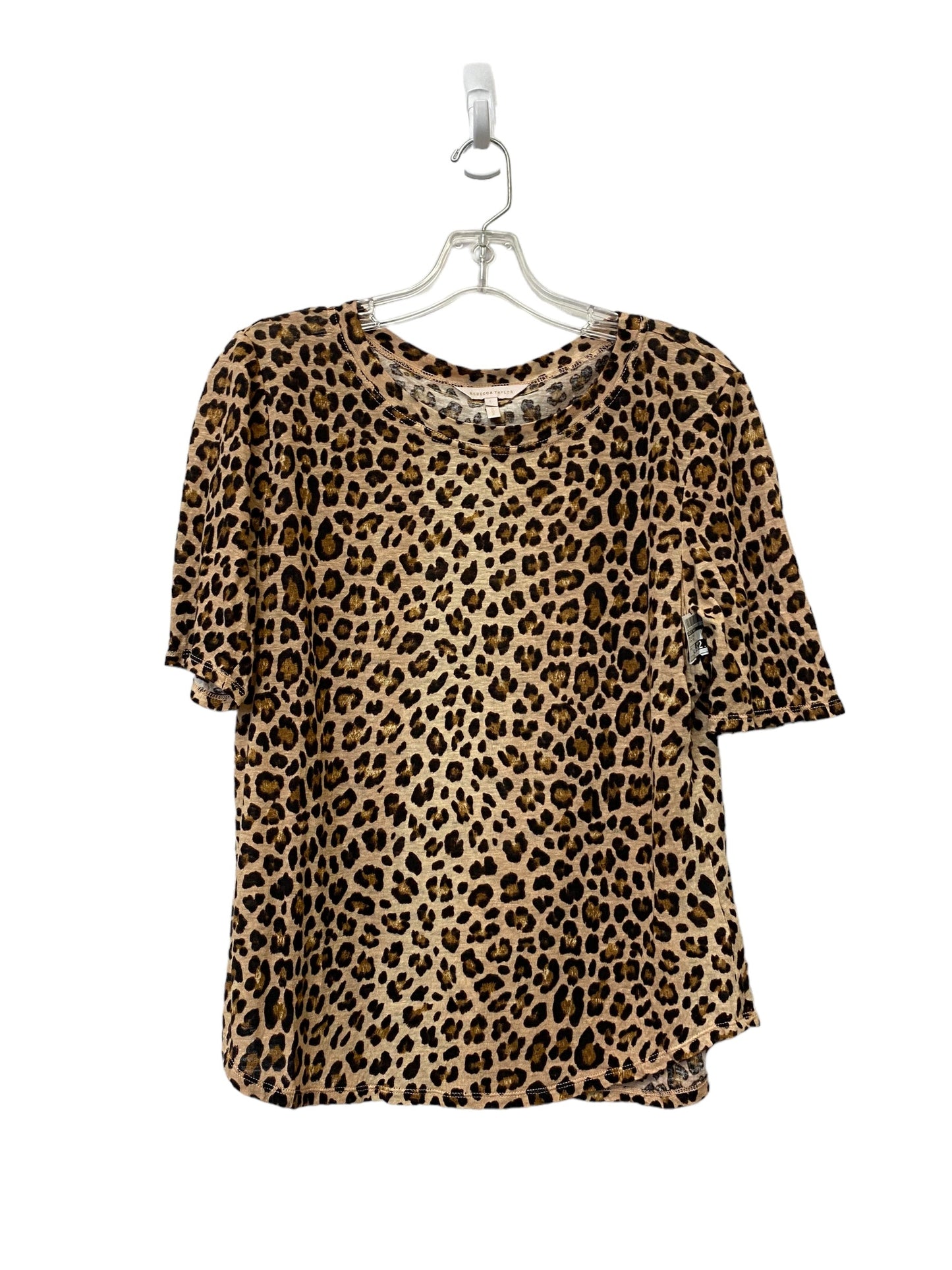 Animal Print Top Short Sleeve Basic Rebecca Taylor, Size L