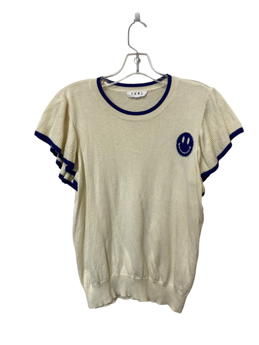 Sweater Short Sleeve By Thml In Cream, Size: L