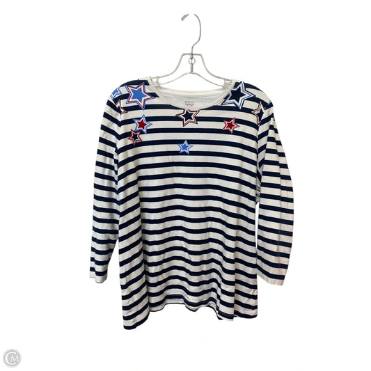 Top Long Sleeve By Kim Rogers In Blue & Red & White, Size: Xxl