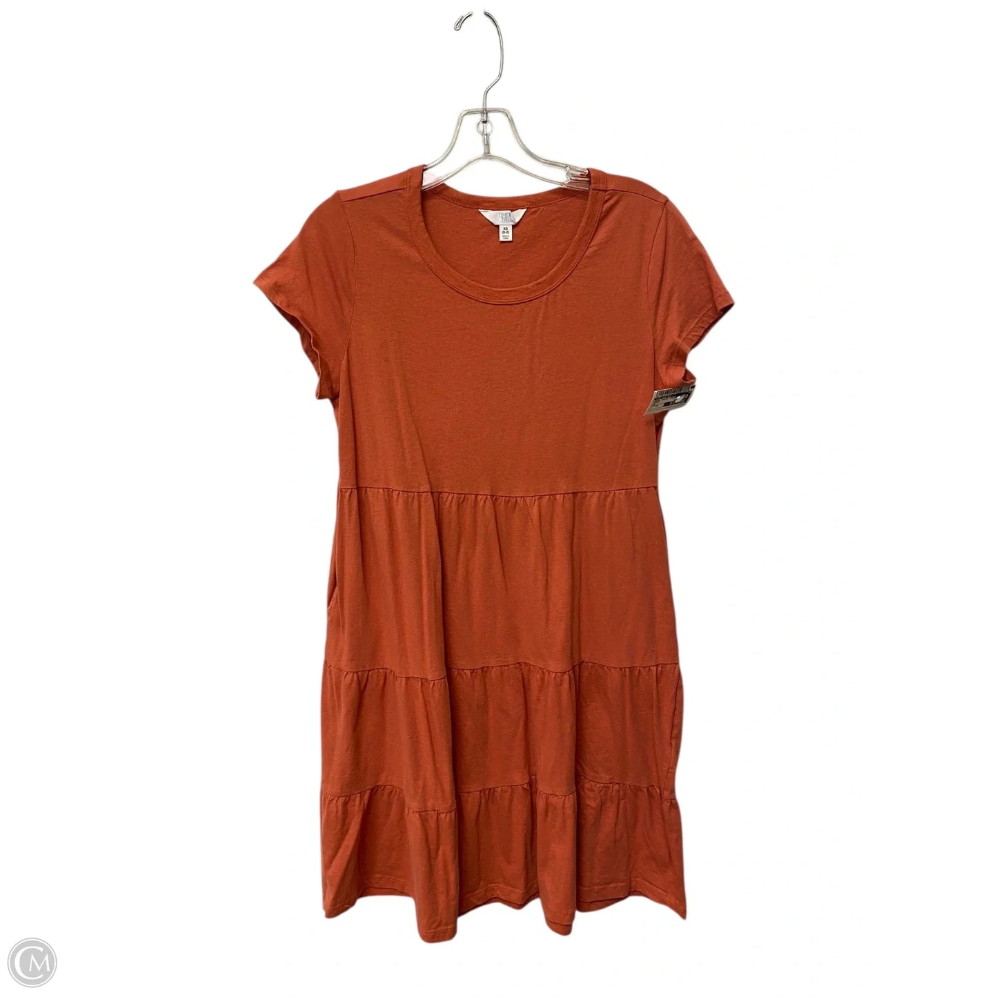 Dress Casual Midi By Time And Tru In Orange, Size: Xs