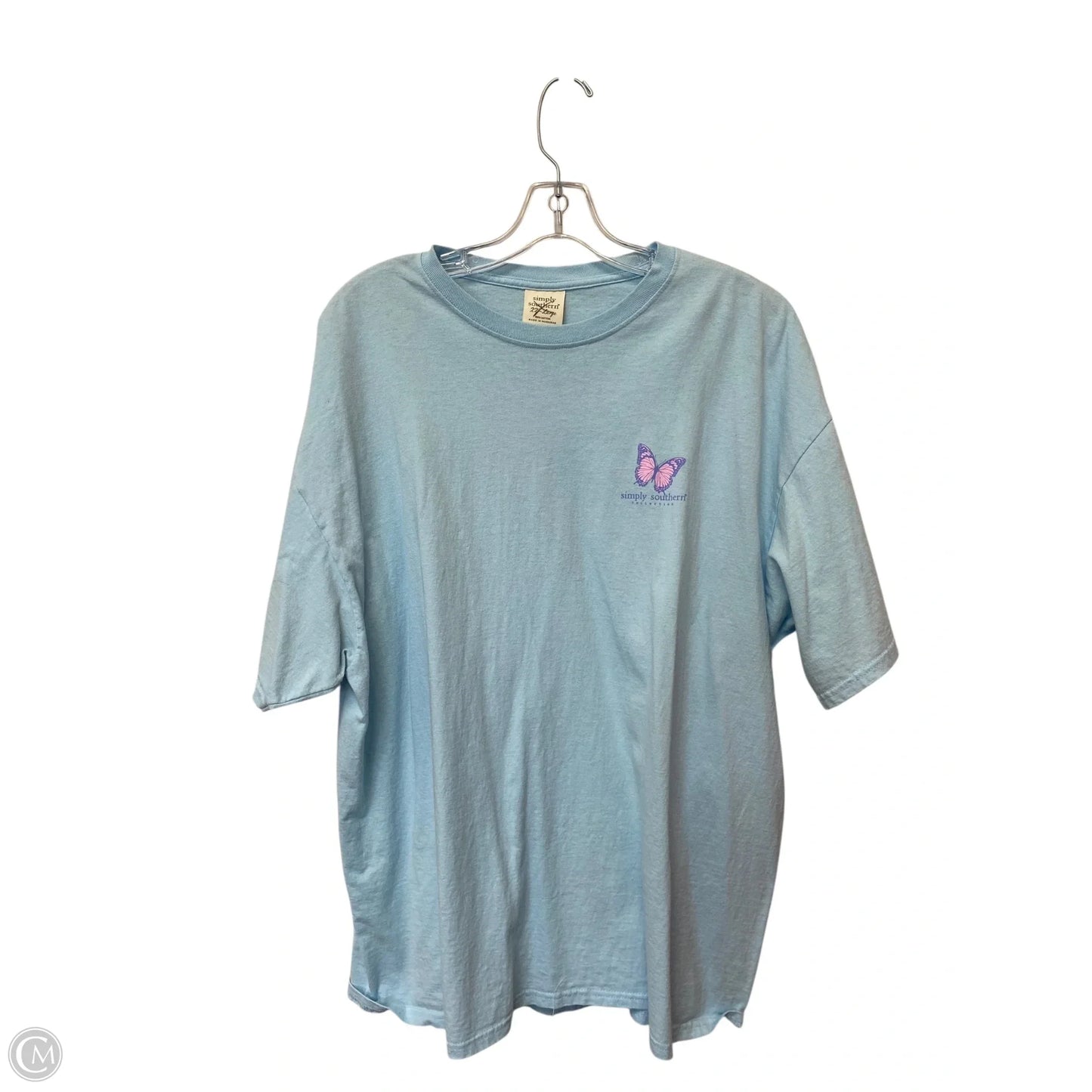 Top Short Sleeve By Simply Southern In Blue, Size: Xxl