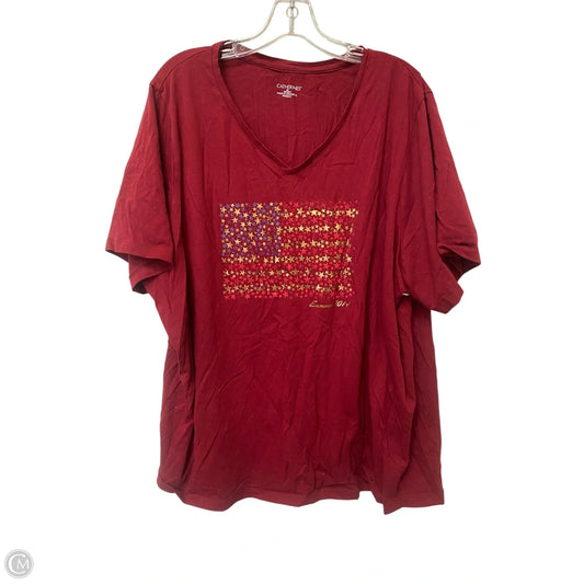 Top Short Sleeve Basic By Catherines In Red, Size: 3x