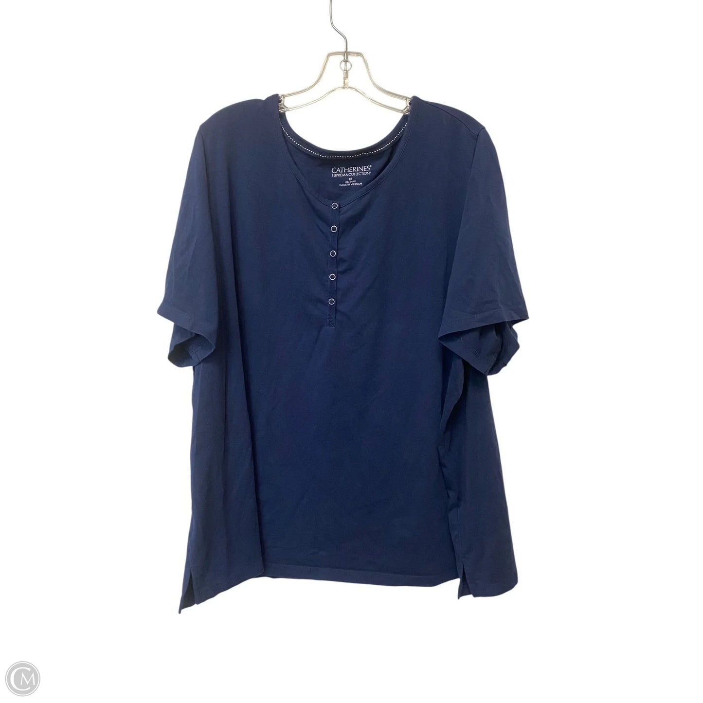 Top Short Sleeve Basic By Catherines In Blue, Size: 2x