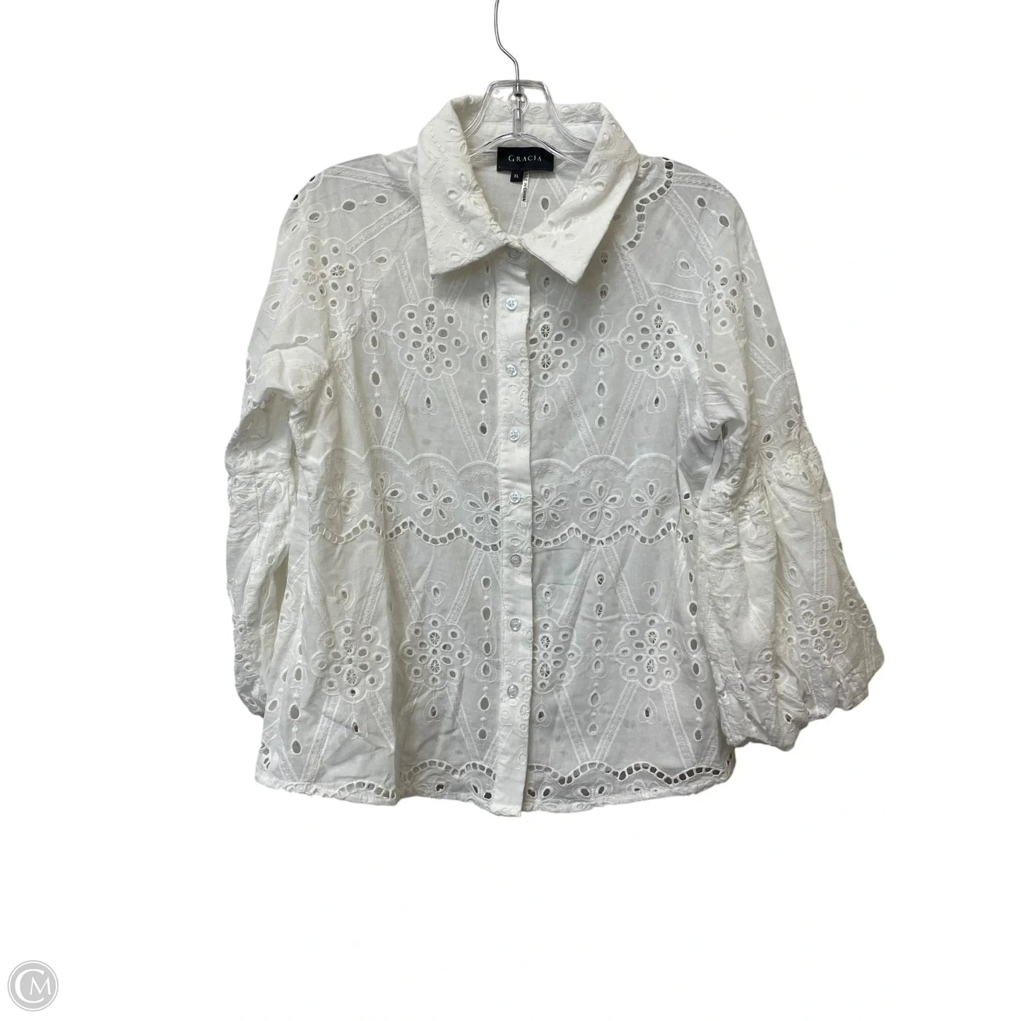 Top Long Sleeve By Clothes Mentor In White, Size: Xl
