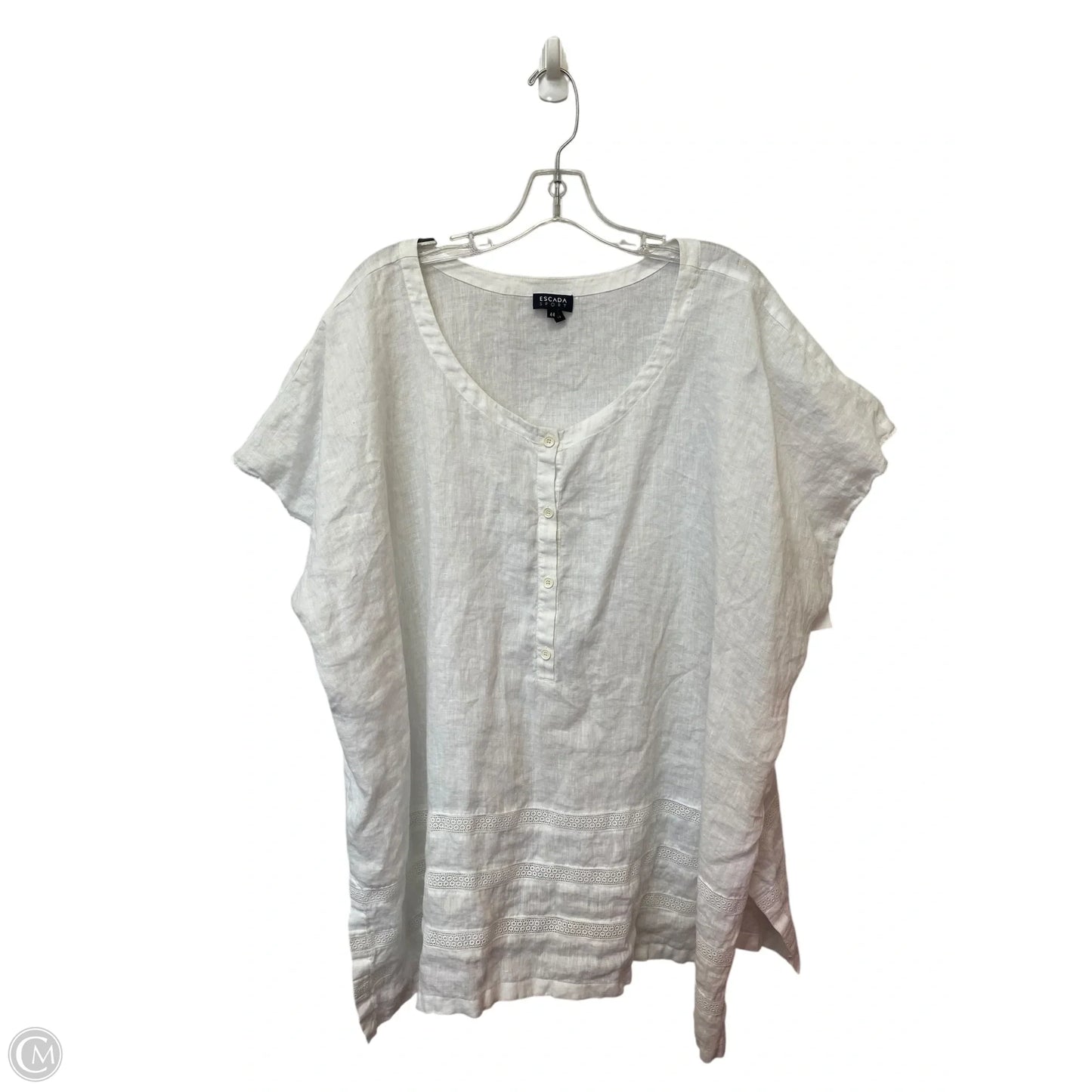 Top Short Sleeve Designer By Escada In White, Size: 3x