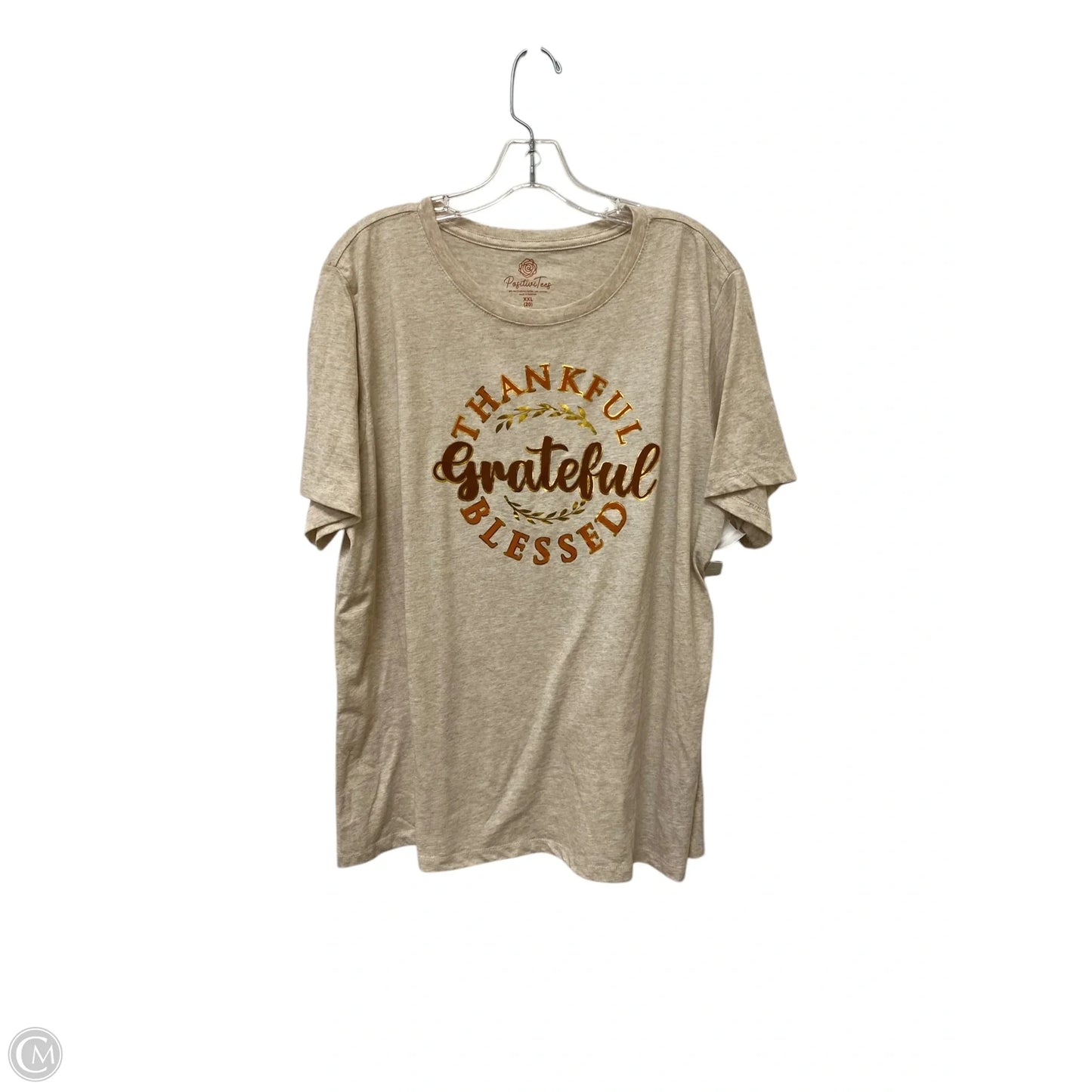 Top Short Sleeve By Cme In Tan, Size: 2x