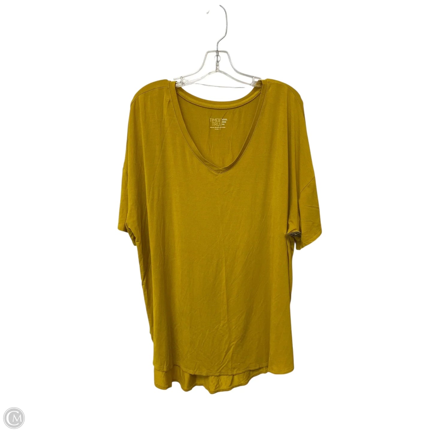 Top Short Sleeve Basic By Time And Tru In Yellow, Size: 3x