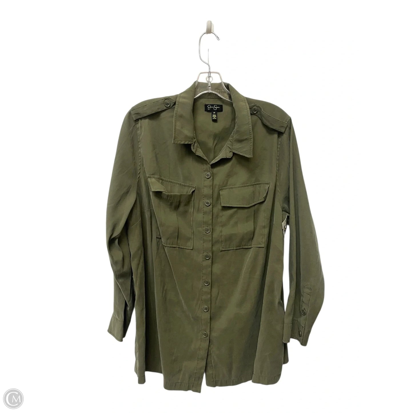Top Long Sleeve By Jessica Simpson In Green, Size: 2x