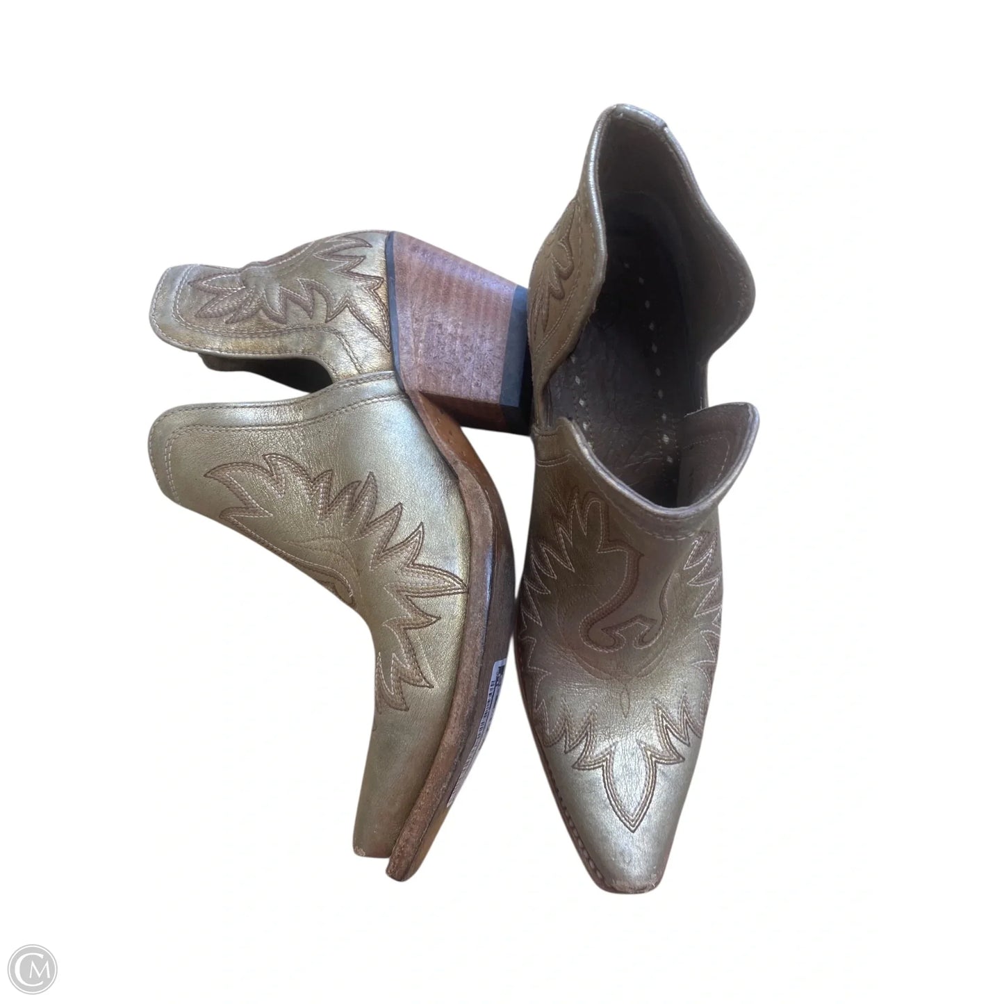 Boots Ankle Heels By Ariat In Gold, Size: 8.5