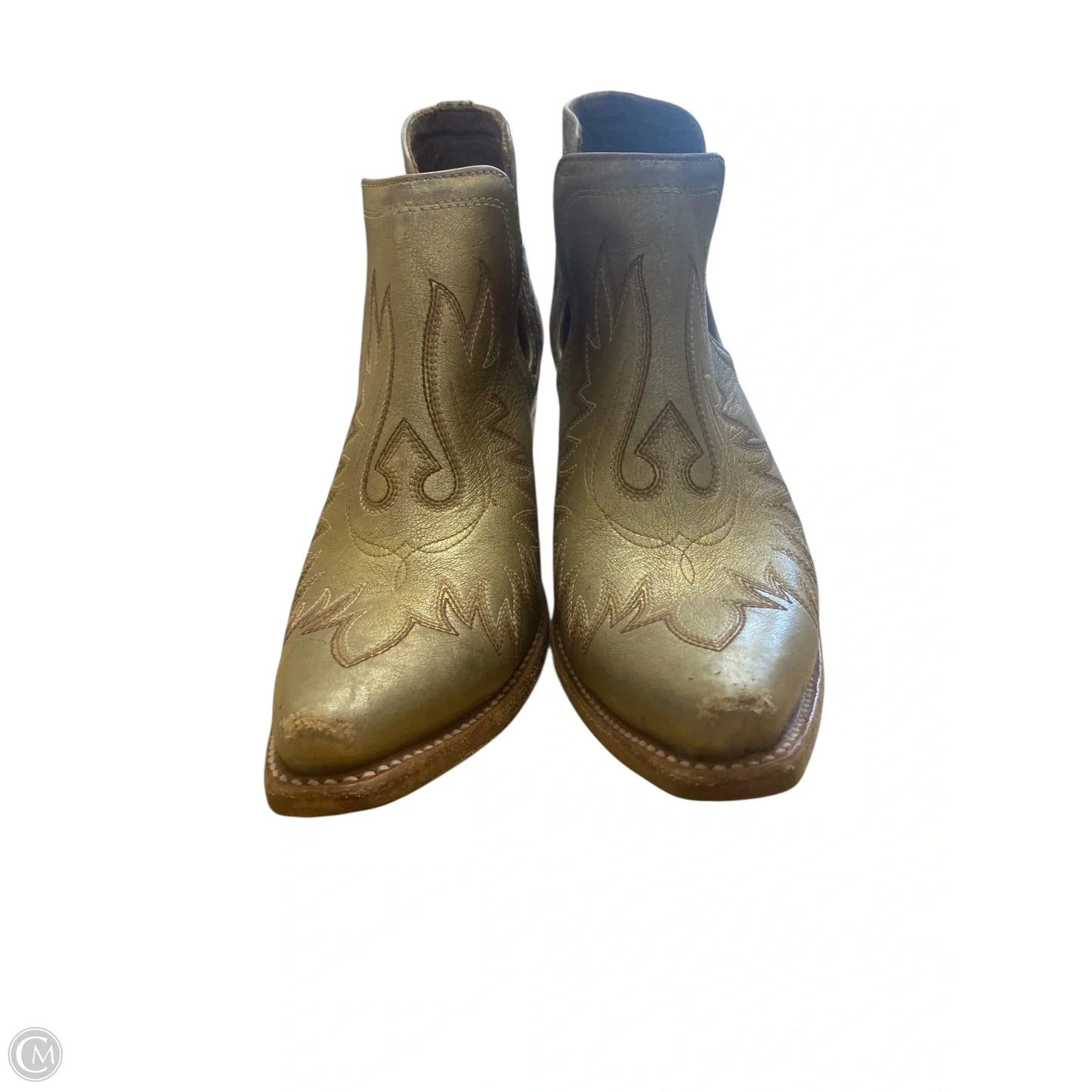 Boots Ankle Heels By Ariat In Gold, Size: 8.5