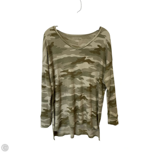 Top Long Sleeve Basic By American Eagle In Camouflage Print, Size: M
