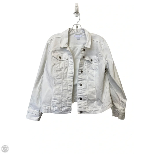 Jacket Denim By Liz Claiborne In White, Size: Xxl