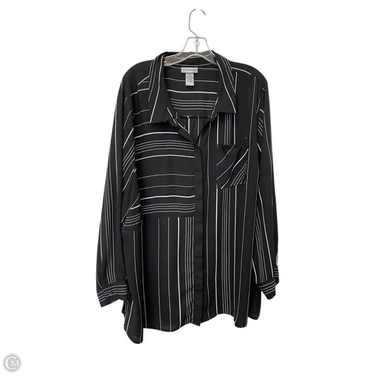 Top Long Sleeve Basic By Catherines In Striped Pattern, Size: 3x