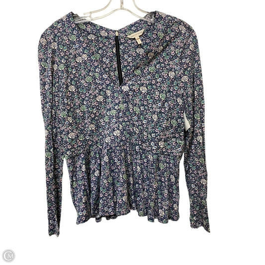 Top Long Sleeve By Rebecca Taylor In Floral Print, Size: M