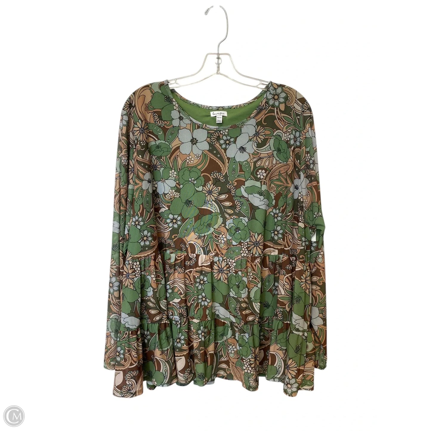Top Long Sleeve By Love Fire In Floral Print, Size: 3x
