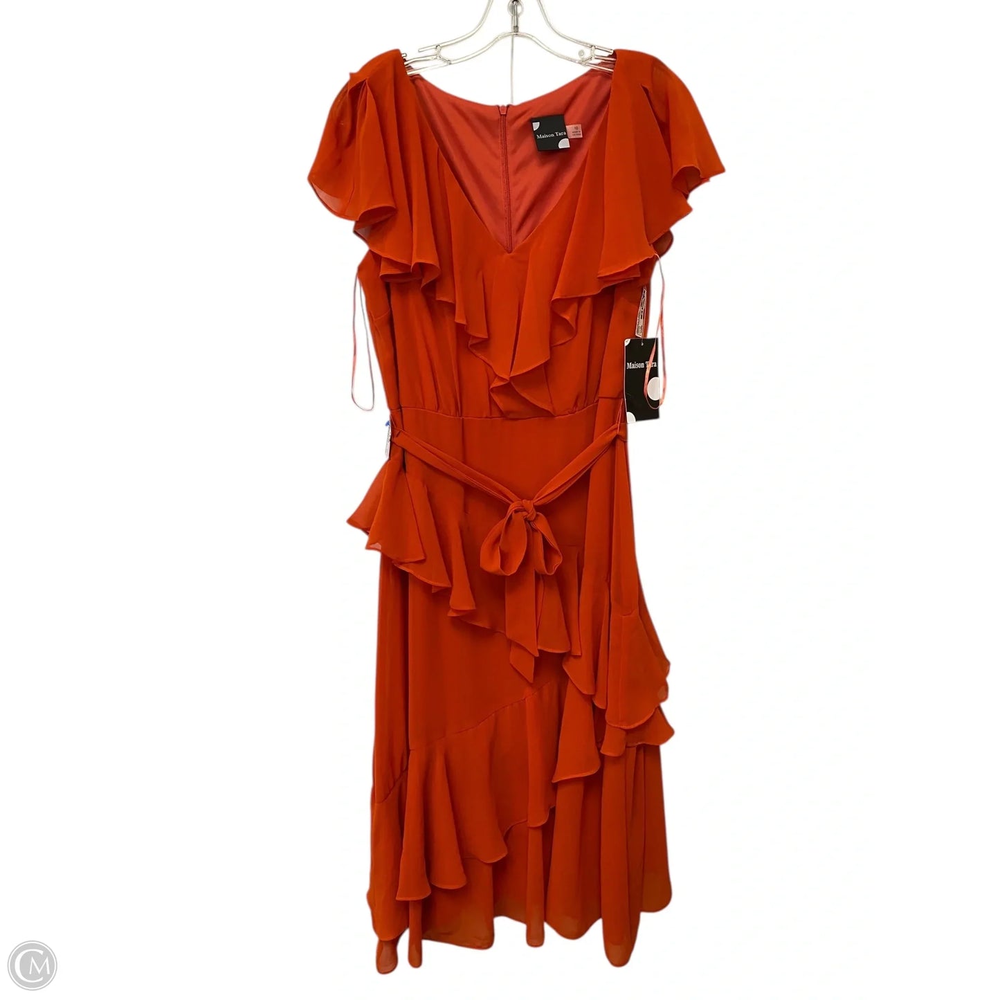 Dress Party Long By Clothes Mentor In Orange, Size: 10