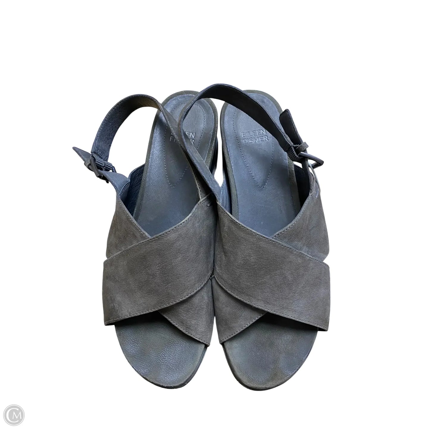 Sandals Heels Wedge By Eileen Fisher In Grey, Size: 10