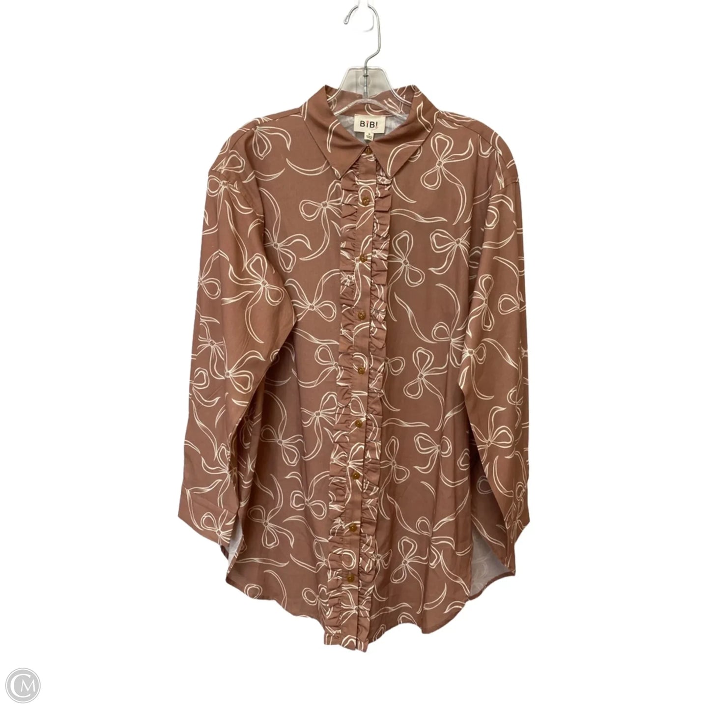 Tunic Long Sleeve By Bibi In Brown, Size: S