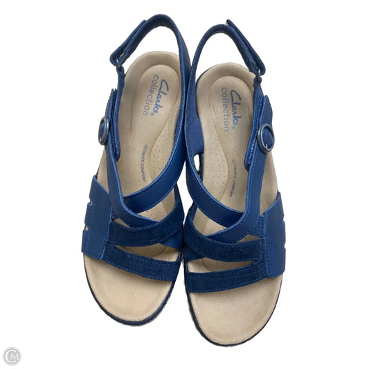 Sandals Flats By Clarks In Navy, Size: 6