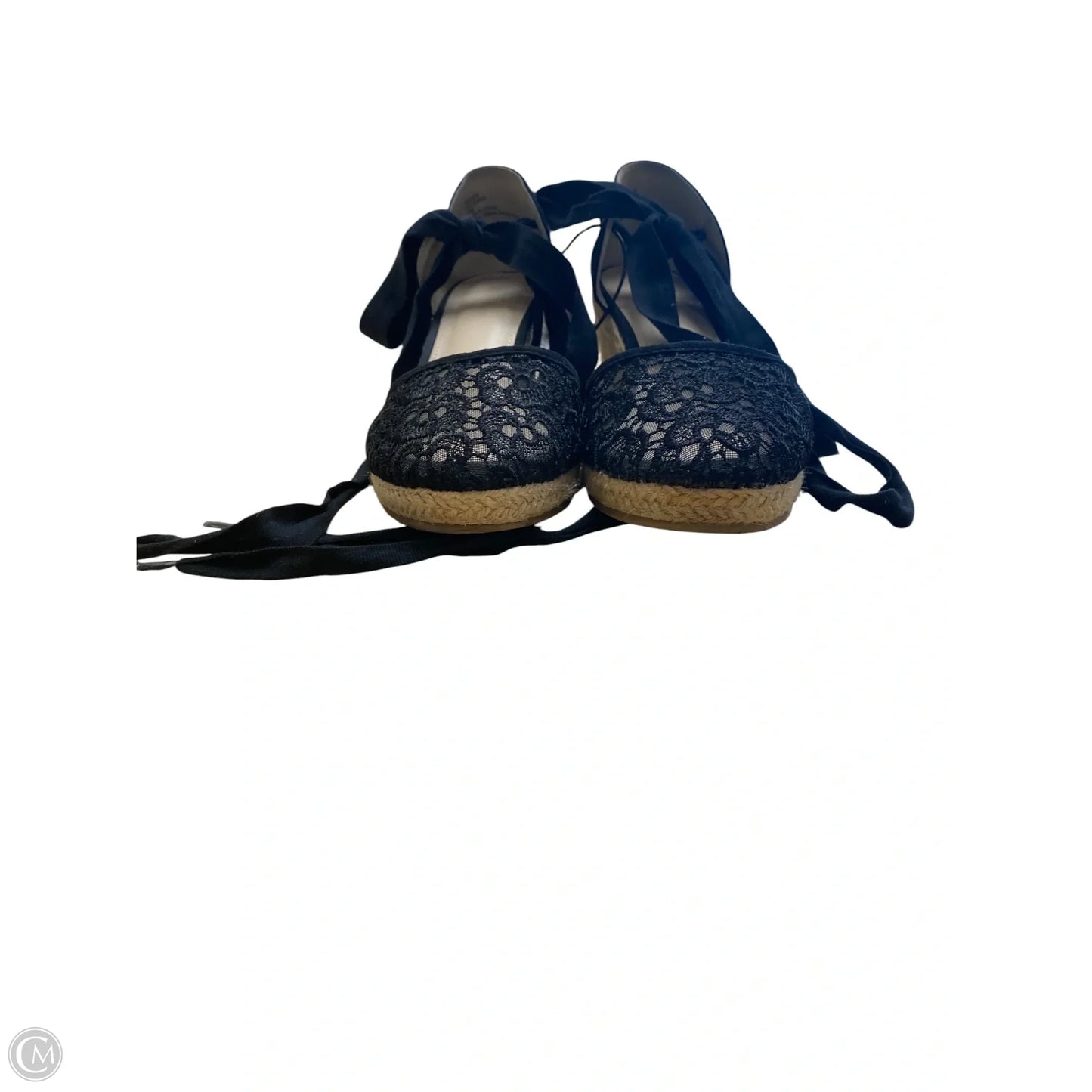 Sandals Heels Wedge By Clothes Mentor In Black, Size: 7.5