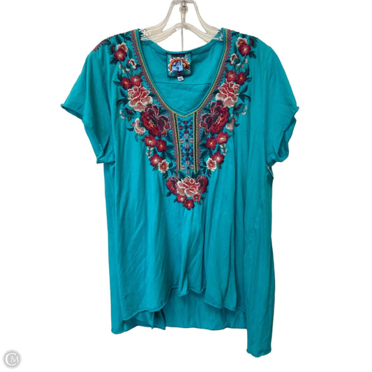 Top Short Sleeve By Johnny Was In Blue, Size: L