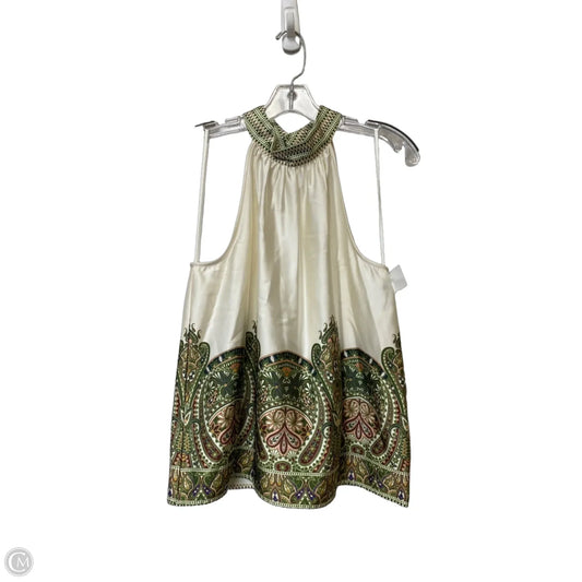Top Sleeveless By Liverpool In Cream & Green, Size: S