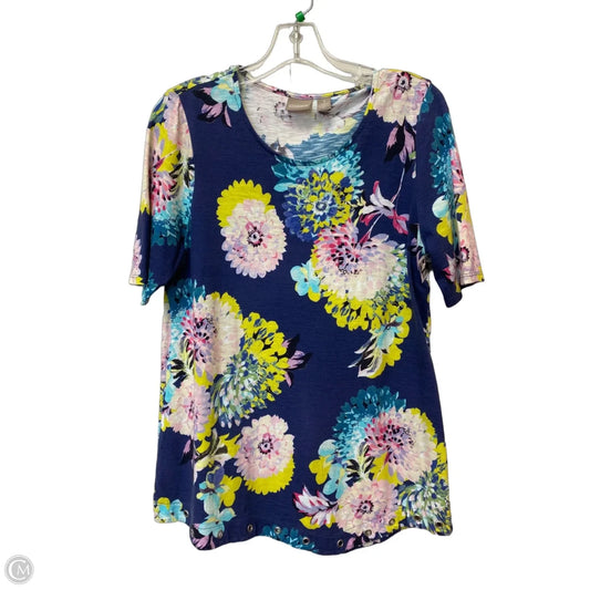 Top Short Sleeve By Chicos In Floral Print, Size: M
