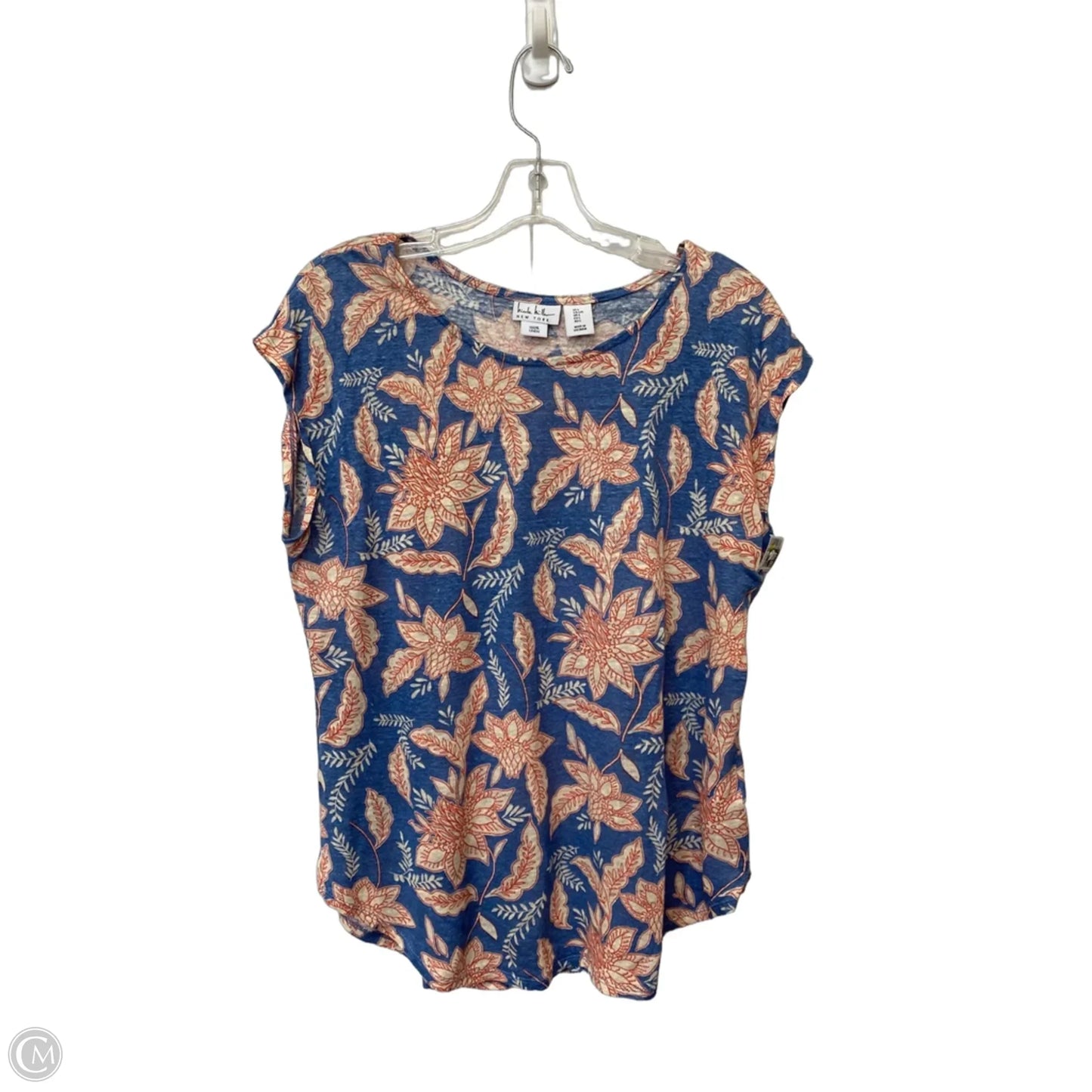 Top Short Sleeve By Nicole Miller In Floral Print, Size: L