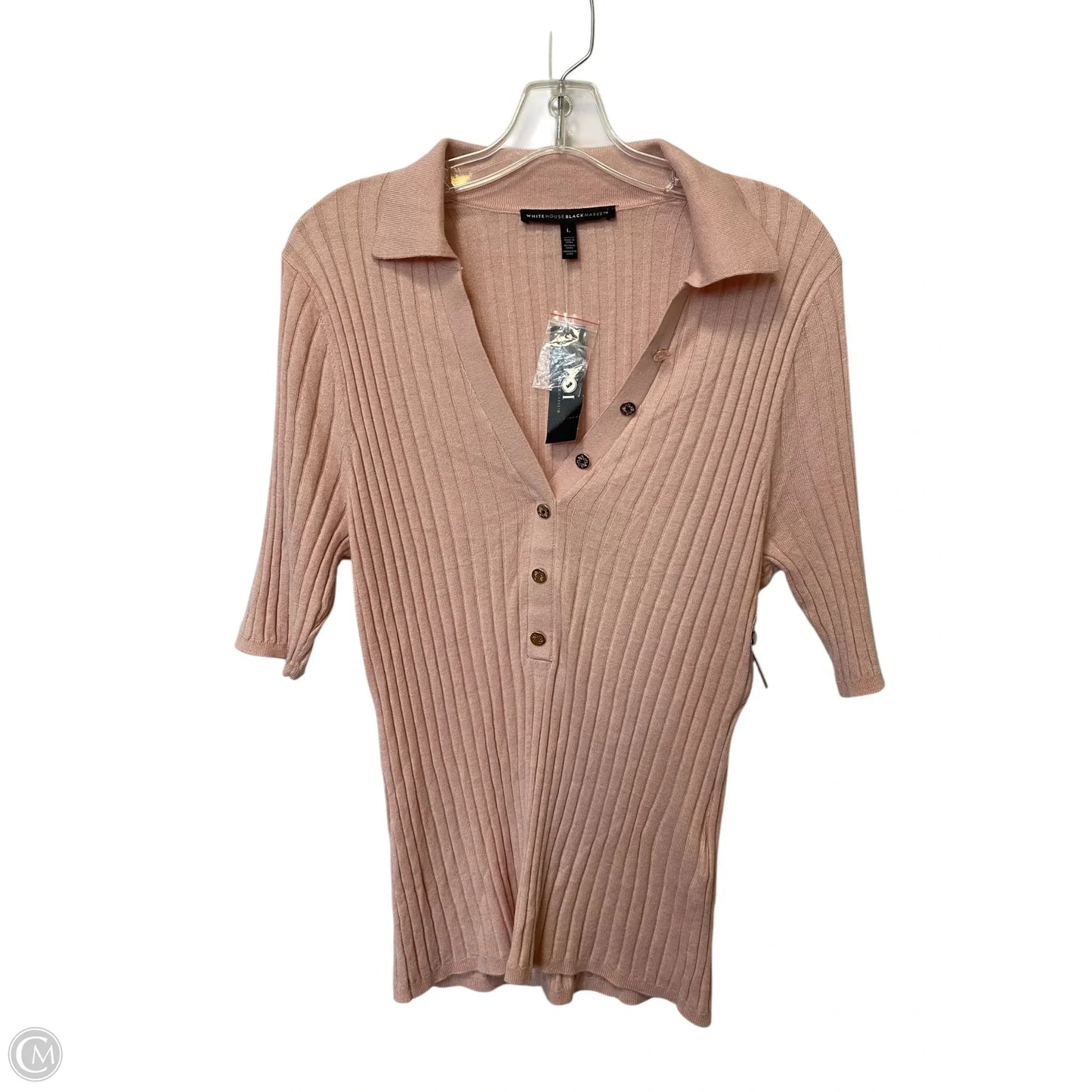 Top Short Sleeve By White House Black Market In Pink, Size: L