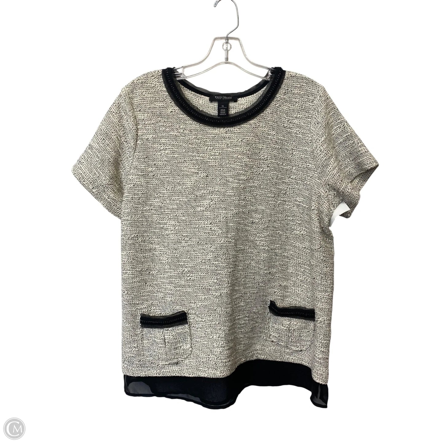 Top Short Sleeve By White House Black Market In Black & White, Size: Xl